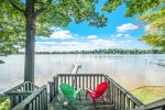 Tiered decking leads down to the private dock